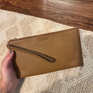 Michael Kors Brown Leather Wristlet